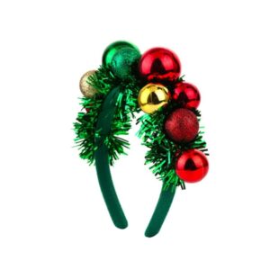 Christmas headband with tinsel and colorful pom-poms