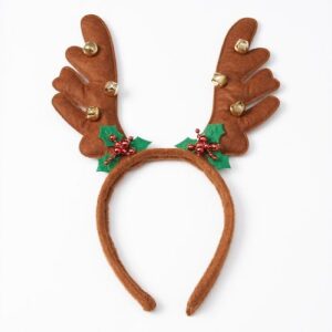 Christmas headband with soft brown reindeer antlers