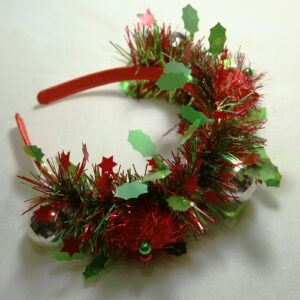Headband with festive Christmas tinsel