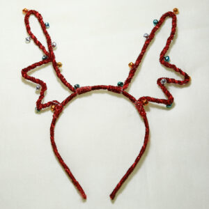 Red antler headband with festive bells