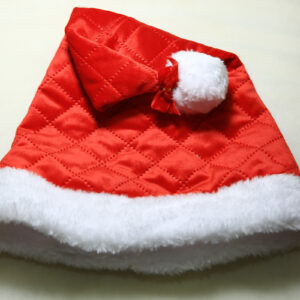Red pleated Santa hat made from soft, skin-friendly fabric