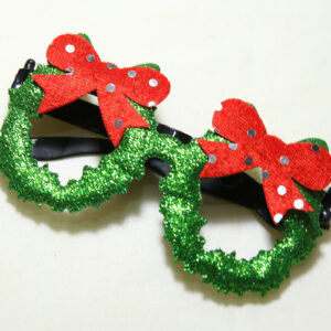 Christmas glasses with green onion skin bow design