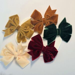 Velvet bow hair clips