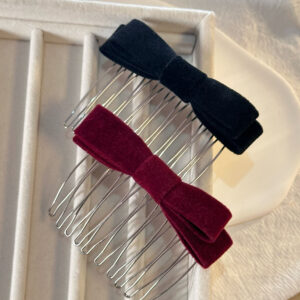 Velvet bow hair comb