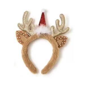 Christmas plush antler feather headband